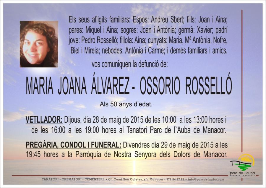 MARIA JOANA ALVAREZ-OSSORIO ROSSELLÓ