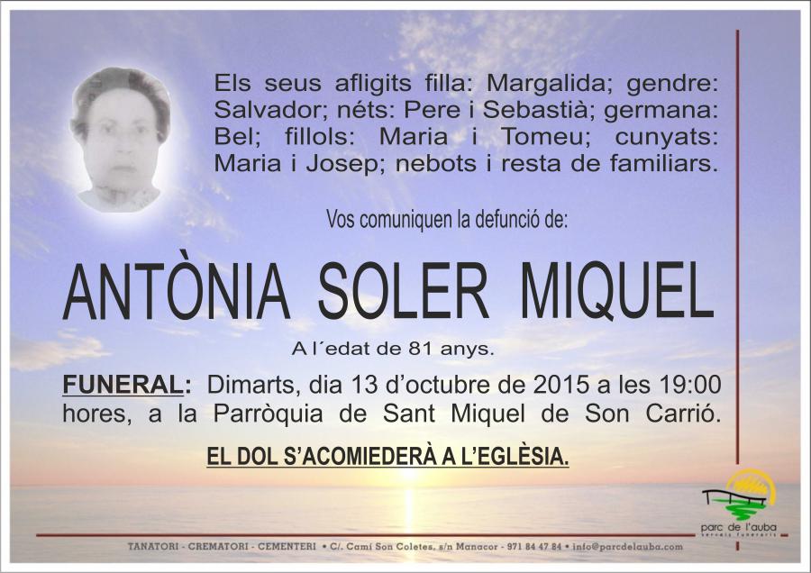 ANTÃ'NIA SOLER MIQUEL