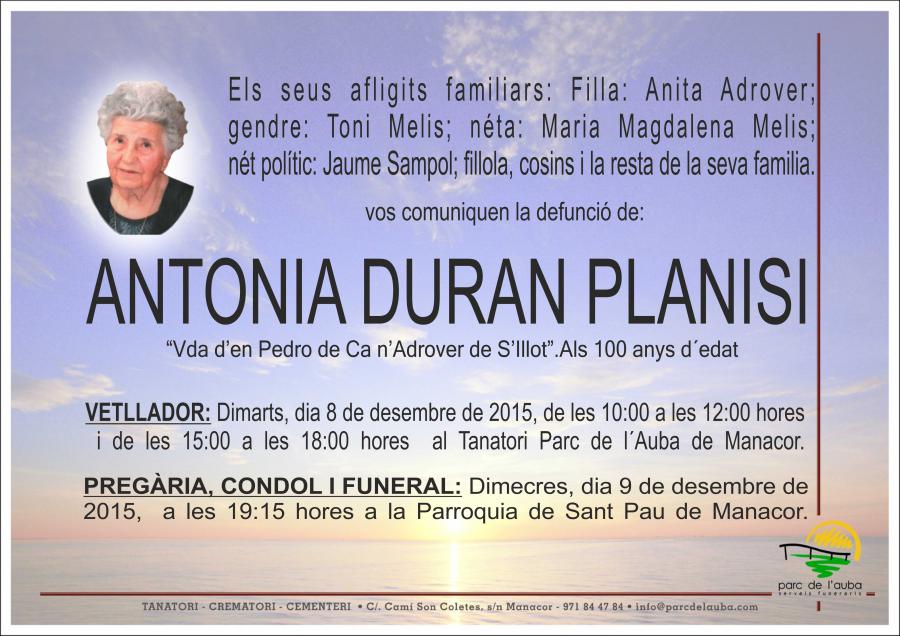 ANTONIA DURAN PLANISI