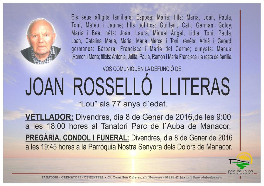 JOAN ROSSELLÓ LLITERAS
