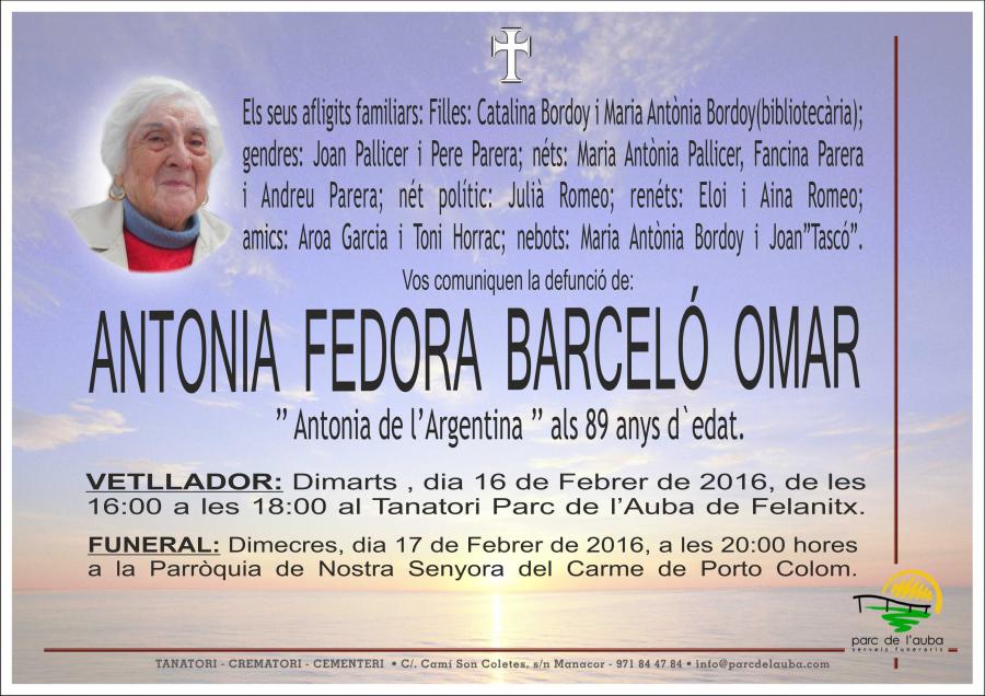 ANTONIA FEDORA BARCELO OMAR