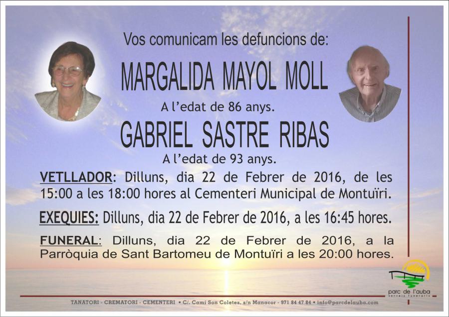 MARGALIDA/GABRIEL MAYOL MOLL/SASTRE RIBAS