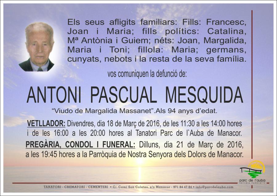 ANTONI PASCUAL MESQUIDA