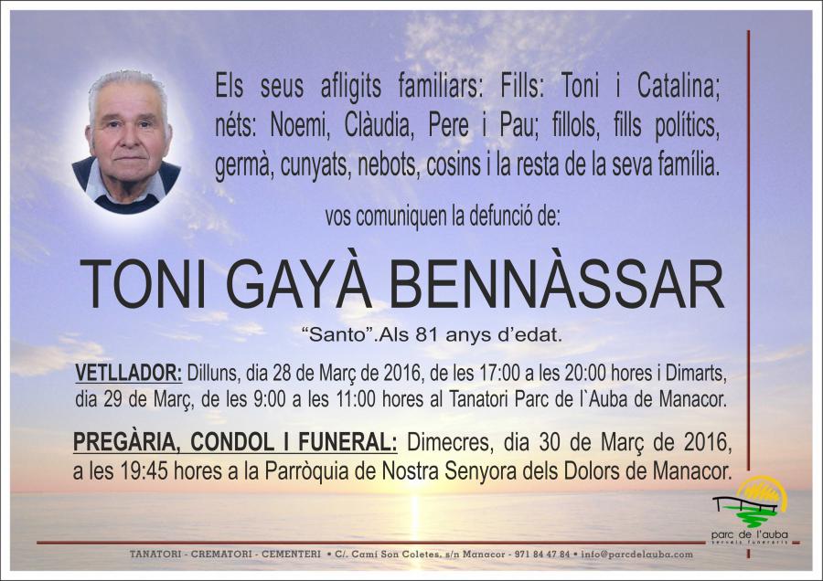 TONI GAYÀ BENNÀSSAR