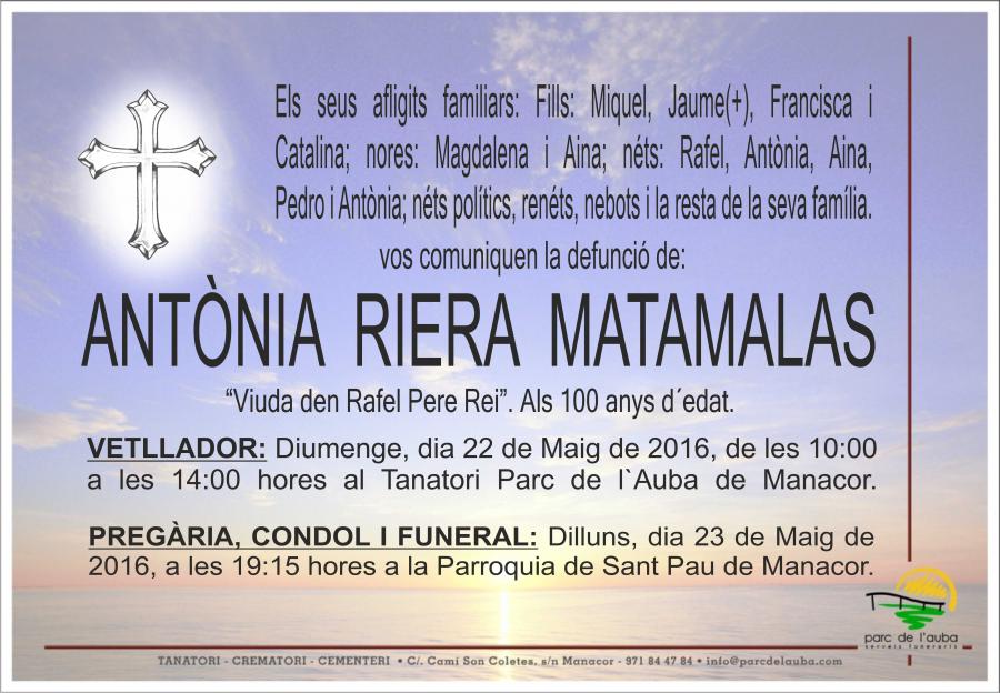 ANTÃ'NIA RIERA MATAMALAS