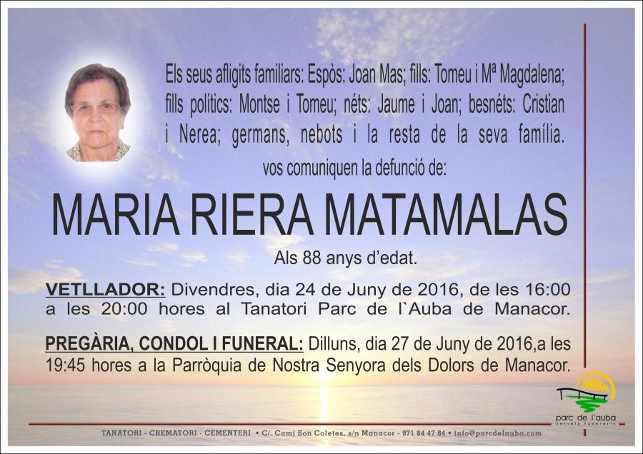 MARIA RIERA MATAMALAS