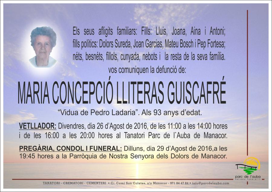 MARIA CONCEPCIÓ LLITERAS GUISCAFRÉ