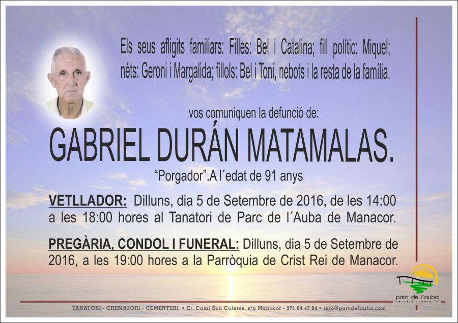 GABRIEL DURÁN MATAMALAS