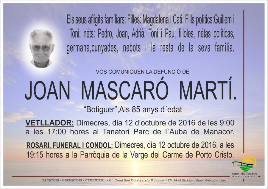 JOAN MASCARÓ MARTÍ