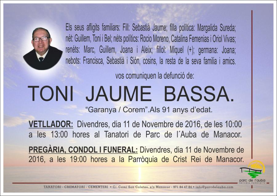 TONI JAUME BASSA