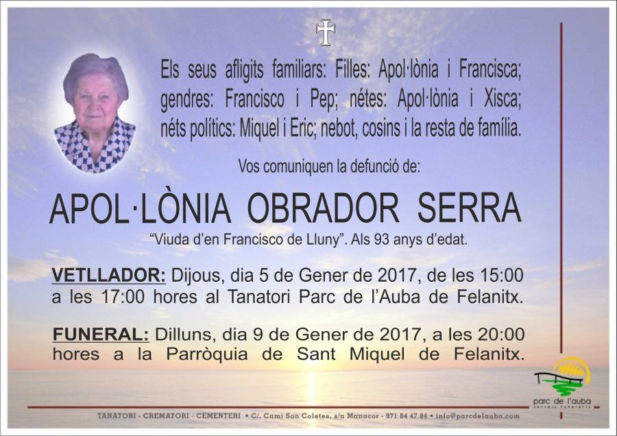 APOL.LÃ'NIA OBRADOR SERRA