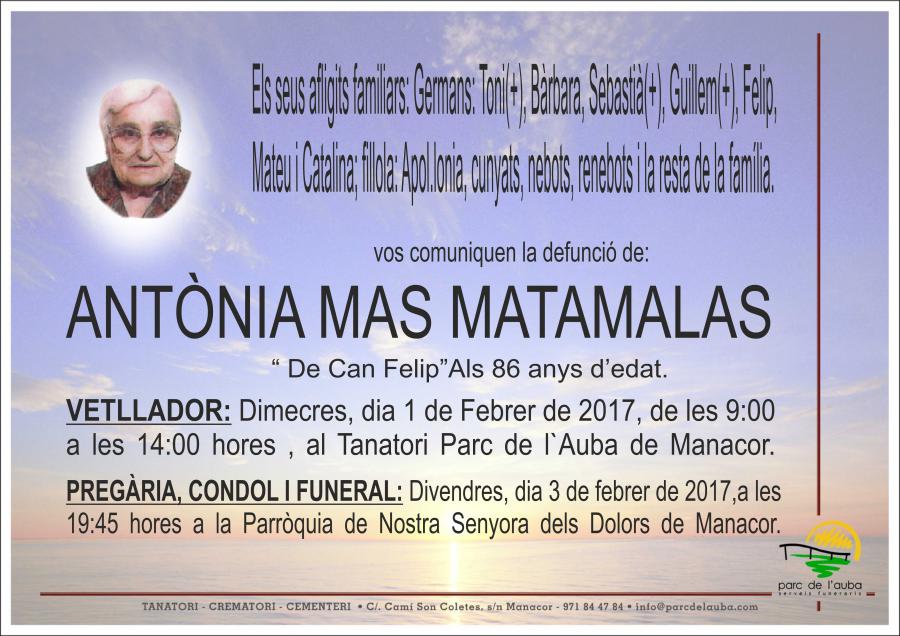 ANTÃ'NIA MAS MATAMALAS