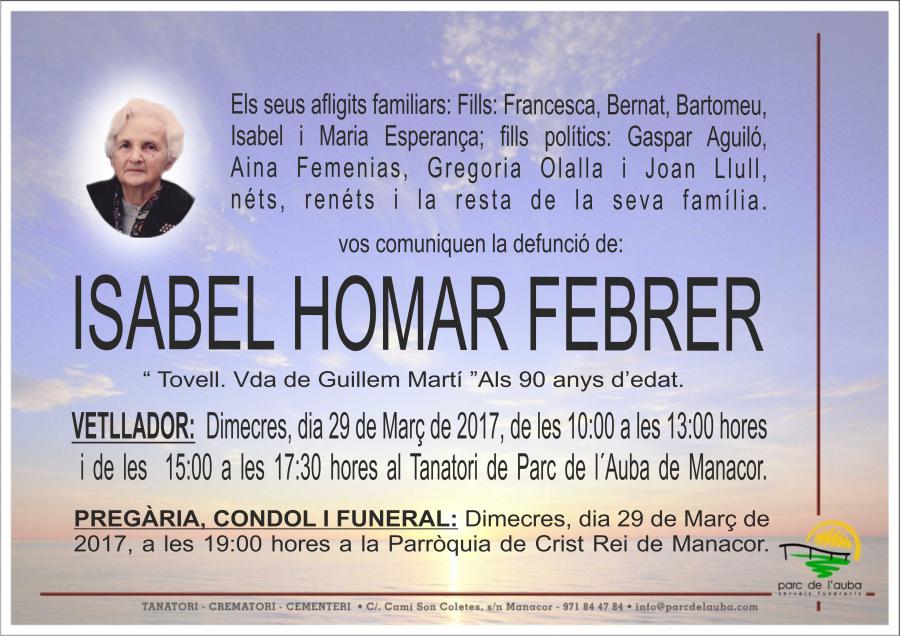 ISABEL HOMAR FEBRER