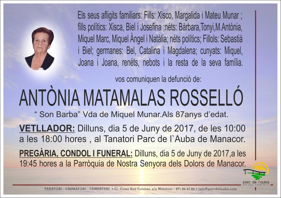 ANTÃ'NIA  MATAMALAS ROSSELLÓ