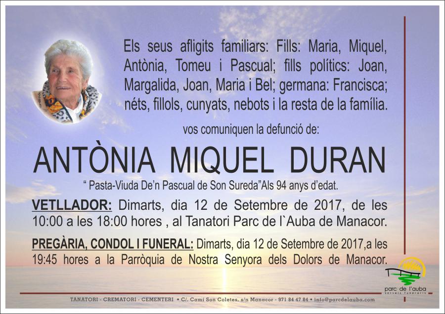 ANTÃ'NIA MIQUEL DURAN