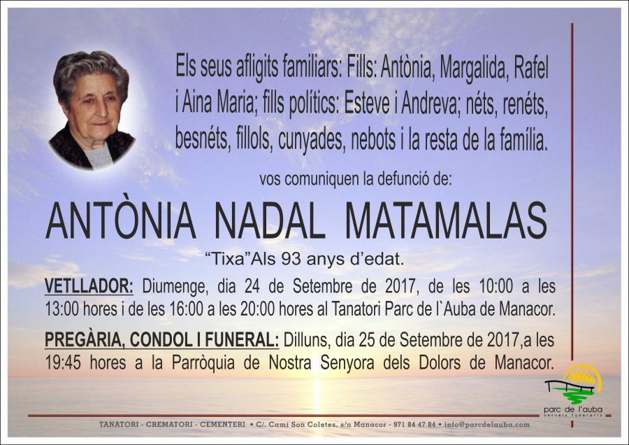 ANTÃ'NIA NADAL MATAMALAS