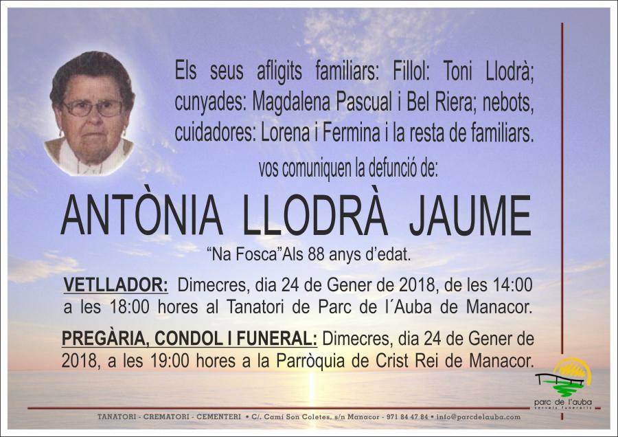 ANTÃ'NIA LLODRÀ JAUME
