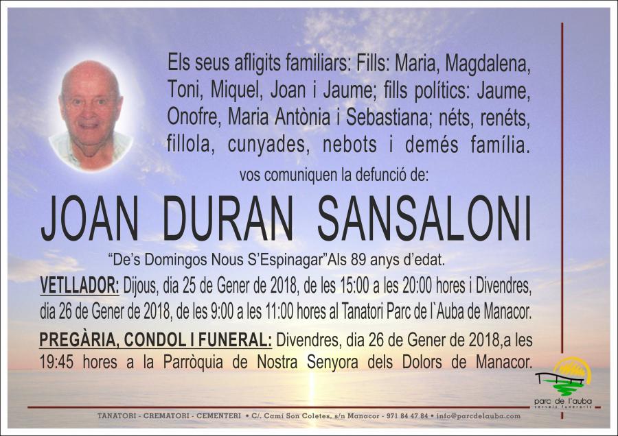 JOAN DURAN SANSALONI