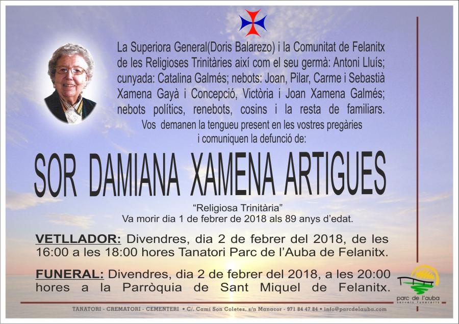 SOR DAMIANA XAMENA ARTIGUES