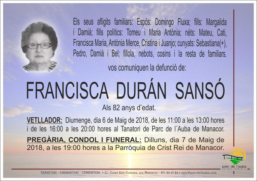 FRANCISCA DURAN  SANSO