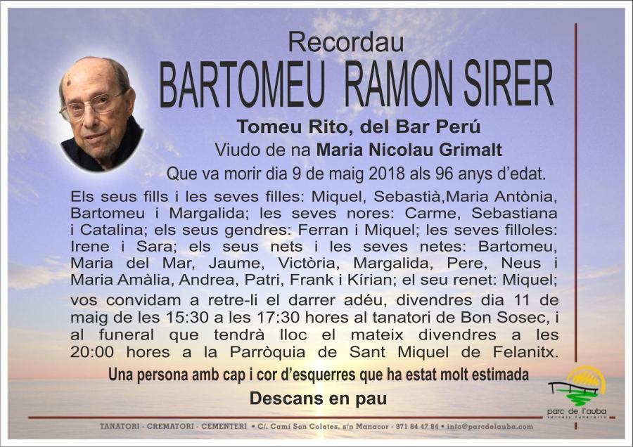 BARTOMEU RAMON SIRER