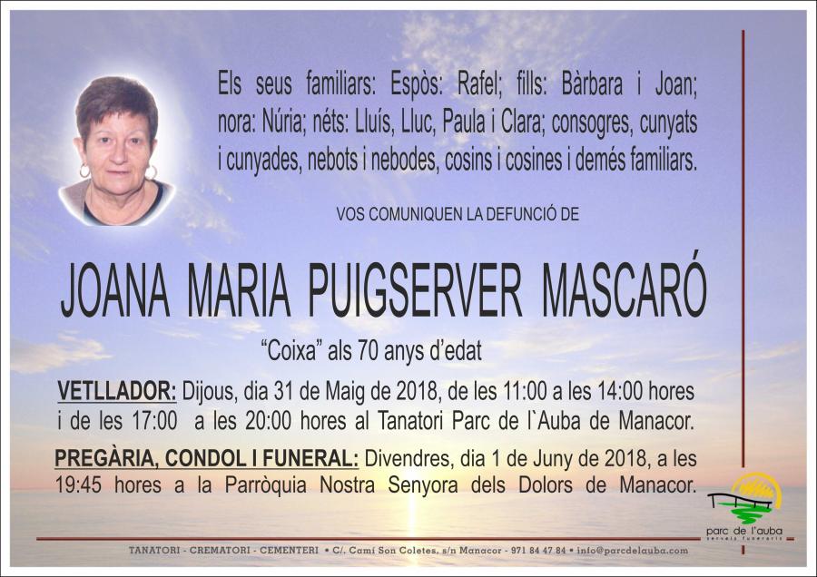 JOANA MARIA PUIGSERVER MASCARÓ