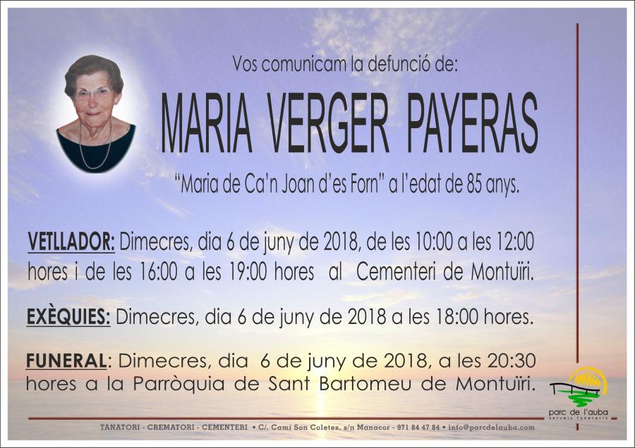 MARIA VERGER PAYERAS