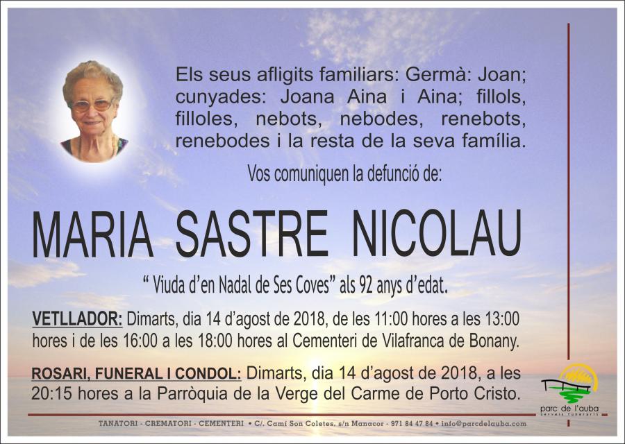 MARIA SASTRE NICOLAU
