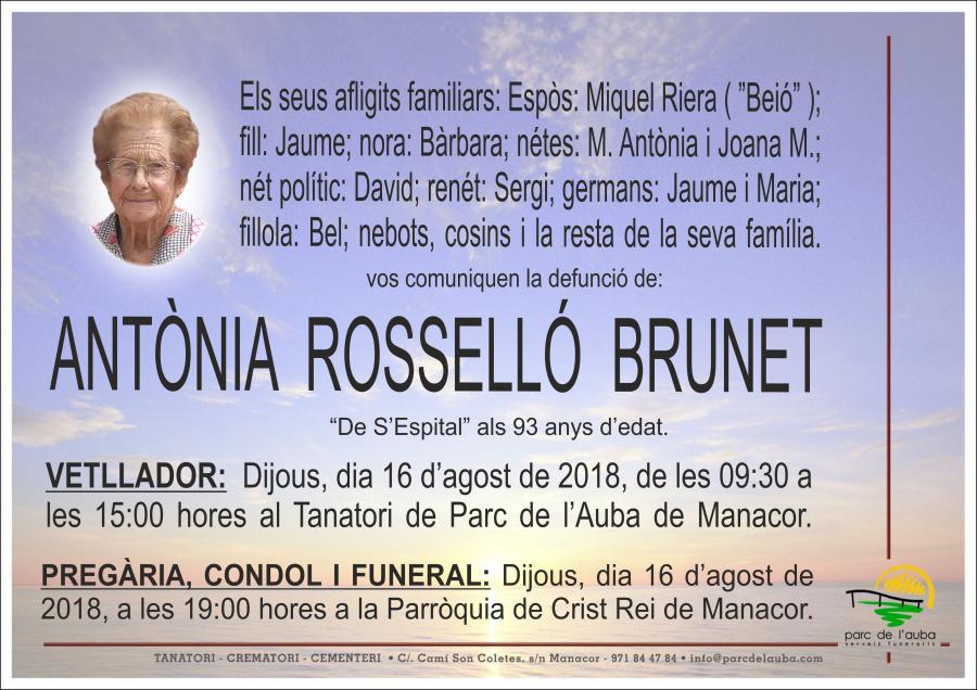 ANTÃ'NIA  ROSSELLÓ BRUNET