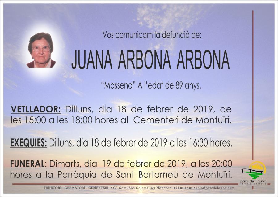 JUANA ARBONA ARBONA