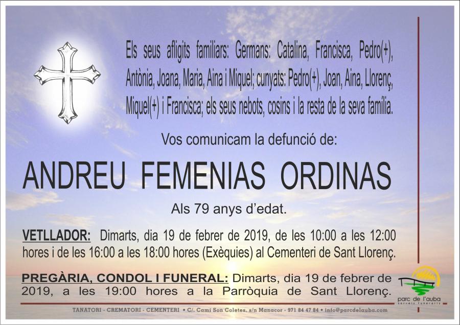 ANDREU FEMENIAS ORDINES