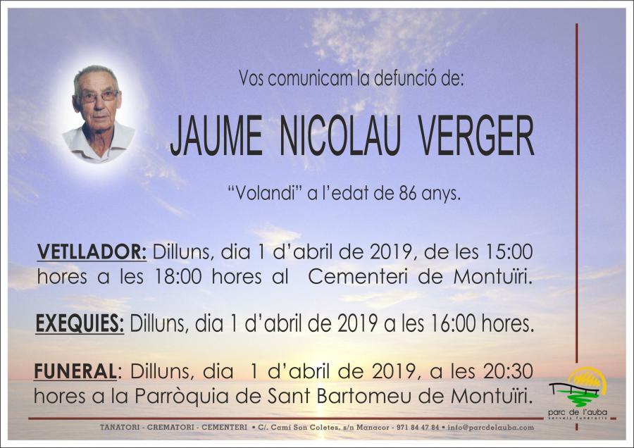 JAUME NICOLAU VERGER