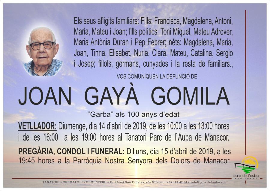 JOAN GAYÀ GOMILA
