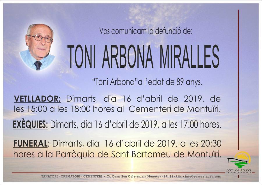 TONI ARBONA MIRALLES