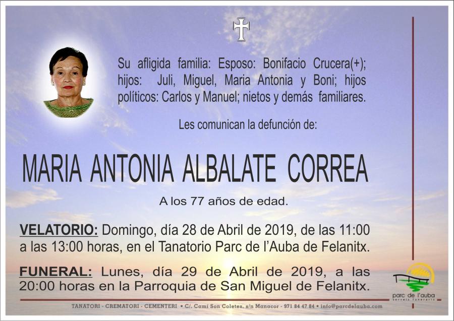 MARIA ANTONIA ALBALATE CORREA