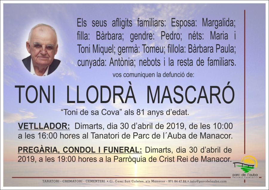 TONI LLODRÀ MASCARÓ