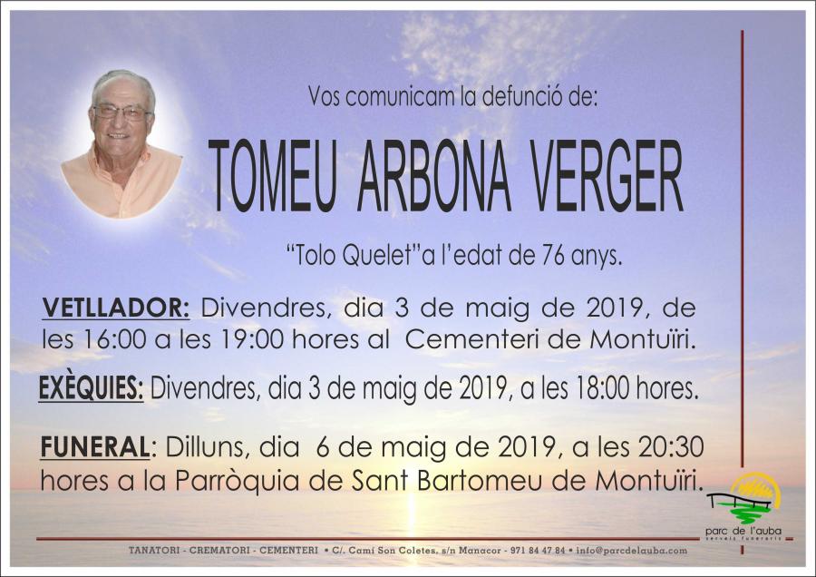 TOMEU ARBONA VERGER