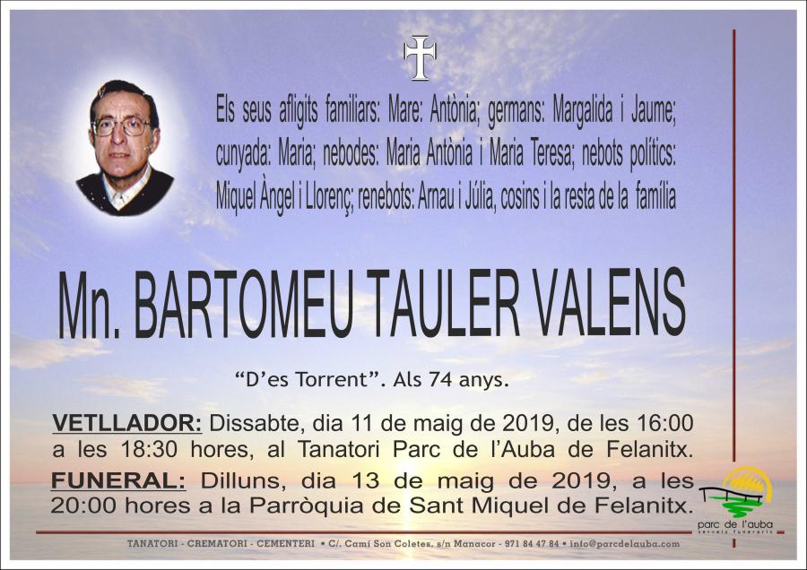Mn. BARTOMEU TAULER VALENS