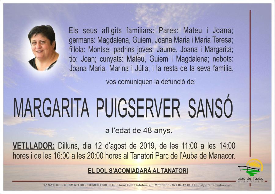 MARGARITA PUIGSERVER SANSÓ