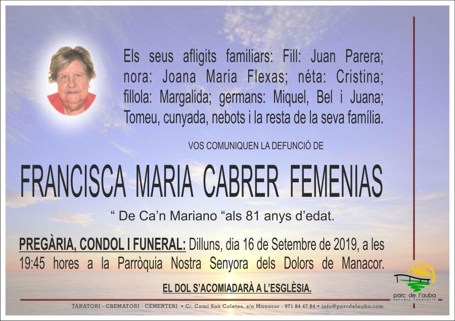 FRANCISCA MARIA  CABRER FEMENIAS