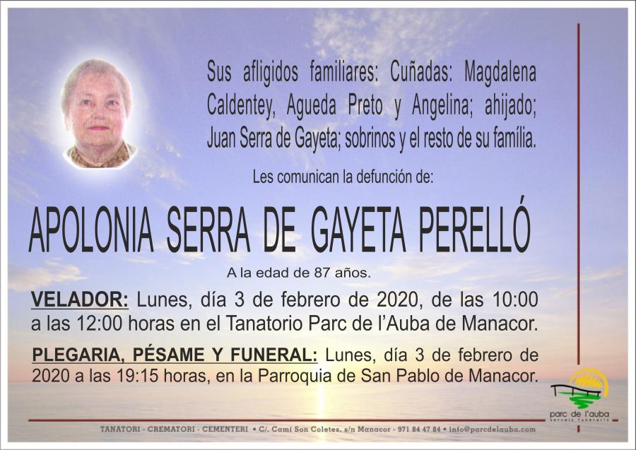 APOLONIA SERRA DE GAYETA PERELLÓ