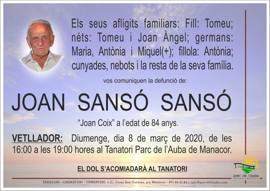 JOAN SANSÓ SANSÓ