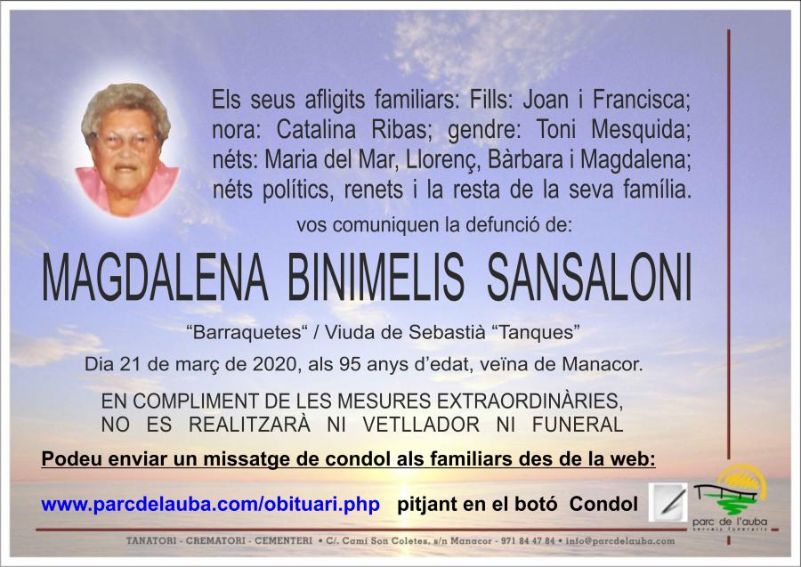 MAGDALENA   BINIMELIS  SANSALONI