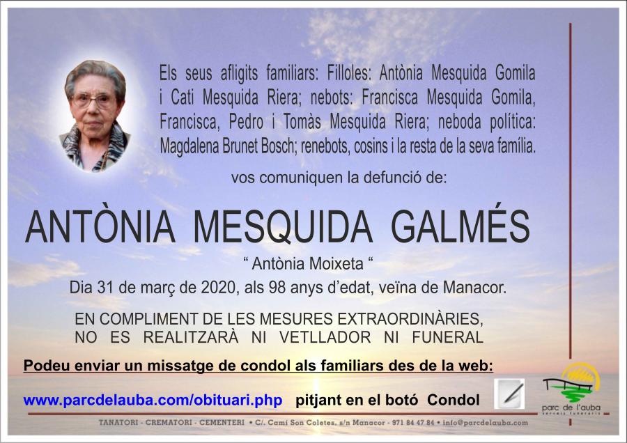 ANTÃ'NIA MESQUIDA GALMÉS