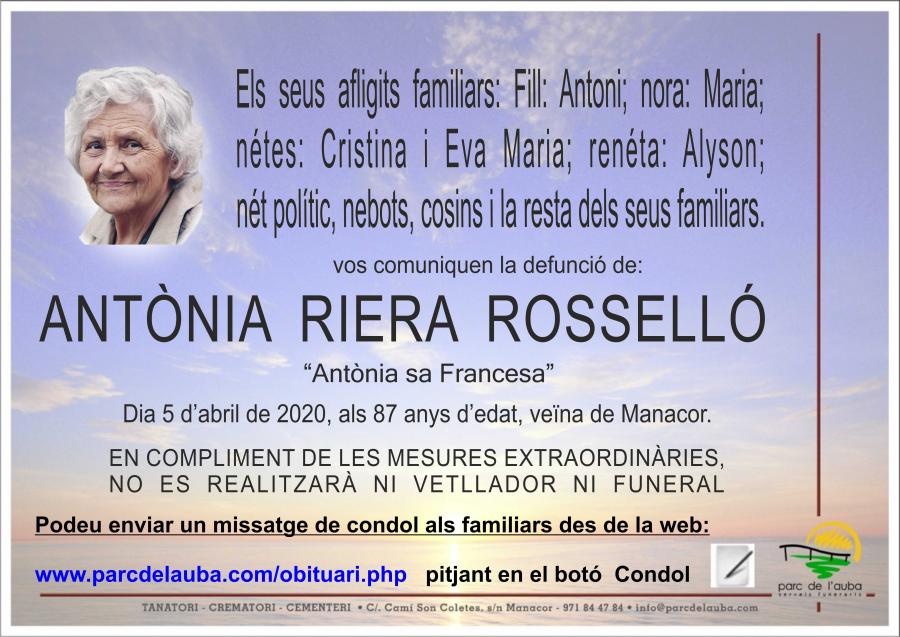 ANTÃ'NIA RIERA ROSSELLÓ