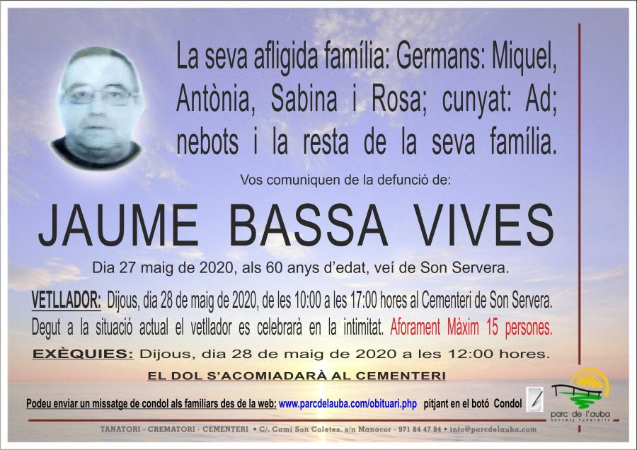 JAUME BASSA VIVES