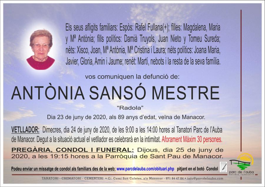 ANTÃ'NIA SANSÓ MESTRE