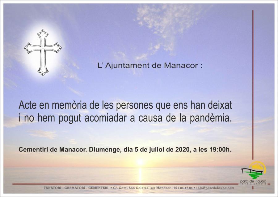 Acte en memòria de les persones que ens han   deixat i no hem pogut acomiadar a causa de la pandèmia.