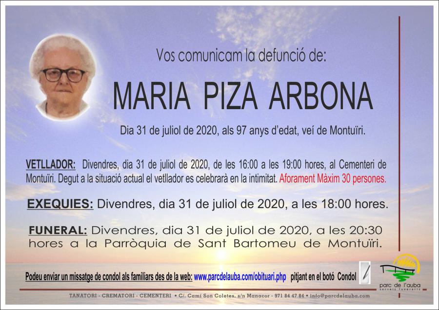 MARIA PIZA ARBONA