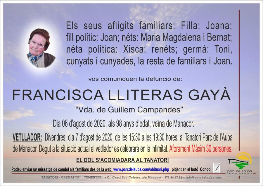 FRANCISCA  LLITERAS GAYÀ